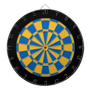Dart Board: Gold, Blue, And Black Dartboard