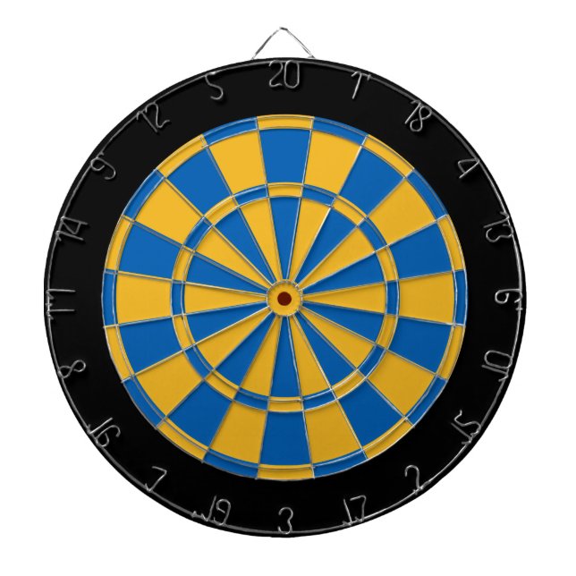 Dart Board: Gold, Blue, And Black Dartboard (Front)