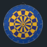 Dart Board: Gold, Navy, And Blue Dartboard<br><div class="desc">Gold,  Navy,  And Blue Coloured Dart Board Game Including 6 Brass Darts</div>