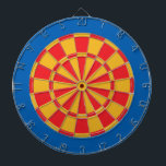 Dart Board: Gold, Red, And Blue Dartboard<br><div class="desc">Gold,  Red,  And Blue Coloured Dart Board Game Including 6 Brass Darts</div>