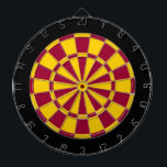 Dart Board: Golden Yellow, Maroon, And Black<br><div class="desc">Golden Yellow,  Maroon,  And Black Coloured Dart Board Game Including 6 Brass Darts</div>