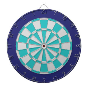 Dart Board: Light Silver, Turquoise, And Navy Dartboard