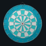 Dart Board: Light Silver, Turquoise, And Teal Dartboard<br><div class="desc">Light Silver,  Turquoise,  And Teal Coloured Dart Board Game Including 6 Brass Darts</div>