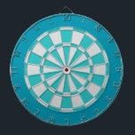 Dart Board: Light Silver, Turquoise, And Teal Dartboard<br><div class="desc">Light Silver,  Turquoise,  And Teal Coloured Dart Board Game Including 6 Brass Darts</div>
