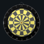 Dart Board: Light Yellow, Charcoal Grey, And Black Dartboard<br><div class="desc">Light Yellow,  Charcoal Grey,  And Black Coloured Dart Board Game Including 6 Brass Darts</div>