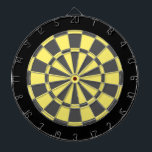 Dart Board: Light Yellow, Charcoal Grey, And Black Dartboard<br><div class="desc">Light Yellow,  Charcoal Grey,  And Black Coloured Dart Board Game Including 6 Brass Darts</div>