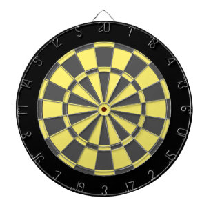 Dart Board: Light Yellow, Charcoal Grey, And Black Dartboard