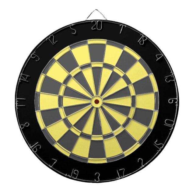 Dart Board: Light Yellow, Charcoal Grey, And Black Dartboard (Front)