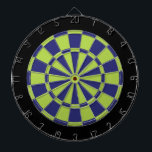 Dart Board: Lime Green, Navy Blue, And Black Dartboard<br><div class="desc">Lime Green,  Navy Blue,  And Black Coloured Dart Board Game Including 6 Brass Darts</div>