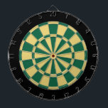 Dart Board: Old Gold, Dark Green, And Black Dartboard<br><div class="desc">Old Gold,  Dark Green,  And Black Coloured Dart Board Game Including 6 Brass Darts</div>