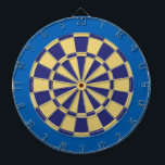 Dart Board: Old Gold, Navy, And Blue Dartboard<br><div class="desc">Old Gold,  Navy,  And Blue Coloured Dart Board Game Including 6 Brass Darts</div>
