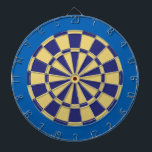 Dart Board: Old Gold, Navy, And Blue Dartboard<br><div class="desc">Old Gold,  Navy,  And Blue Coloured Dart Board Game Including 6 Brass Darts</div>