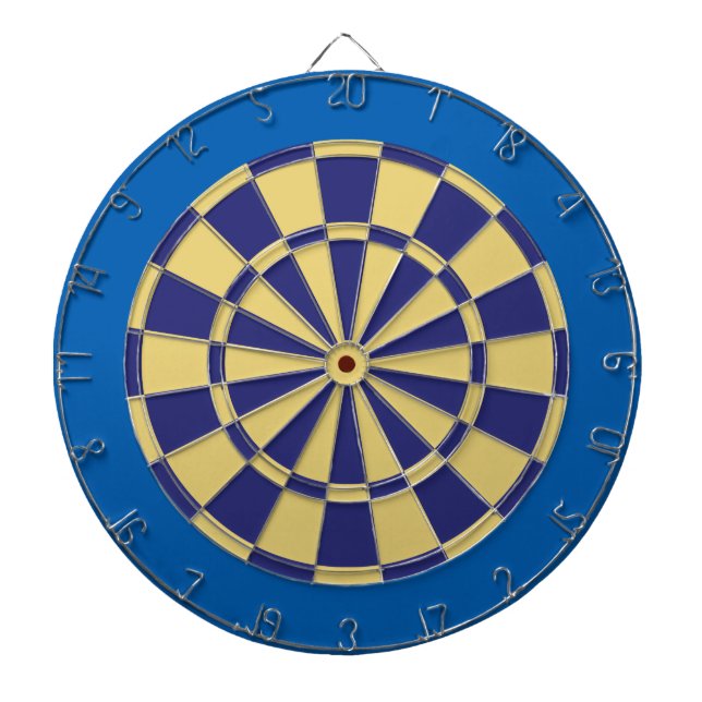 Dart Board: Old Gold, Navy, And Blue Dartboard (Front)