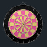 Dart Board: Old Gold, Pink, And Black<br><div class="desc">Old Gold,  Pink,  And Black Coloured Dart Board Game Including 6 Brass Darts</div>