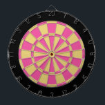Dart Board: Old Gold, Pink, And Black Dartboard<br><div class="desc">Old Gold,  Pink,  And Black Coloured Dart Board Game Including 6 Brass Darts</div>