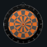 Dart Board: Orange, Charcoal Grey, And Black Dartboard<br><div class="desc">Orange,  Charcoal Grey,  And Black Coloured Dart Board Game Including 6 Brass Darts</div>