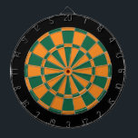 Dart Board: Orange, Dark Green, And Black Dartboard<br><div class="desc">Orange,  Dark Green,  And Black Coloured Dart Board Game Including 6 Brass Darts</div>