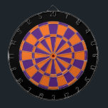 Dart Board: Orange, Purple, And Black Dartboard<br><div class="desc">Orange,  Purple,  And Black Coloured Dart Board Game Including 6 Brass Darts</div>