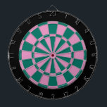 Dart Board: Pink, Green, And Black<br><div class="desc">Pink,  Green,  And Black Coloured Dart Board Game Including 6 Brass Darts</div>