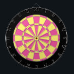 Dart Board: Pink, Light Yellow, And Black<br><div class="desc">Pink,  Light Yellow,  And Black Coloured Dart Board Game Including 6 Brass Darts</div>