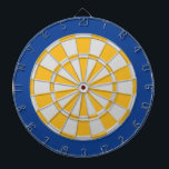 Dart Board: Silver Grey, Gold, And Blue Dartboard<br><div class="desc">Silver Grey,  Gold,  And Blue Coloured Dart Board Game Including 6 Brass Darts</div>