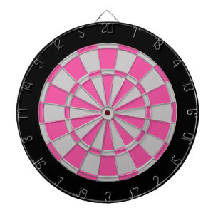 Dart Board: Silver Grey, Pink, And Black Dartboard