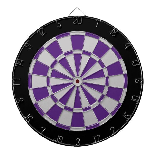 Dart Board: Silver Grey, Purple, And Black Dartboard (Front)