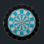 Dart Board: Silver Grey, Teal, And Black<br><div class="desc">Silver Grey,  Teal,  And Black Coloured Dart Board Game Including 6 Brass Darts</div>