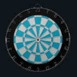 Dart Board: Silver Grey, Teal, And Black Dartboard<br><div class="desc">Silver Grey,  Teal,  And Black Coloured Dart Board Game Including 6 Brass Darts</div>