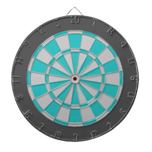 Dart Board: Silver Grey, Turquoise, And Charcoal Dartboard