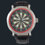 Dart Board Sporty Style Watch<br><div class="desc">A nice design for those who enjoy playing darts,  this watch features a dart board graphic surrounded by a bright red border.</div>