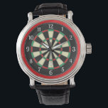 Dart Board Sporty Style Watch<br><div class="desc">A nice design for those who enjoy playing darts, this watch features a dart board graphic surrounded by a bright red border.</div>
