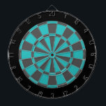 Dart Board: Turquoise, Charcoal Grey, And Black Dartboard<br><div class="desc">Turquoise,  Charcoal Grey,  And Black Coloured Dart Board Game Including 6 Brass Darts</div>