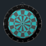Dart Board: Turquoise, Charcoal Grey, And Black Dartboard<br><div class="desc">Turquoise,  Charcoal Grey,  And Black Coloured Dart Board Game Including 6 Brass Darts</div>