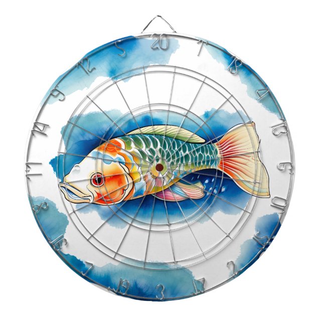Dart Board  - Watercolor Series: Koi Fish (Front)