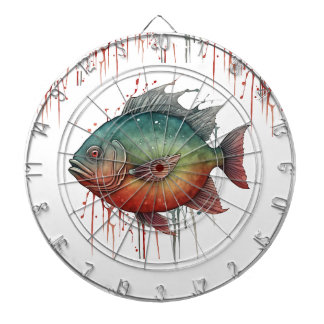Dart Board  - Watercolor Series: Piranha