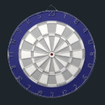 Dart Board: White, Grey, And Navy<br><div class="desc">White,  Grey,  And Navy Coloured Dart Board Game Including 6 Brass Darts</div>