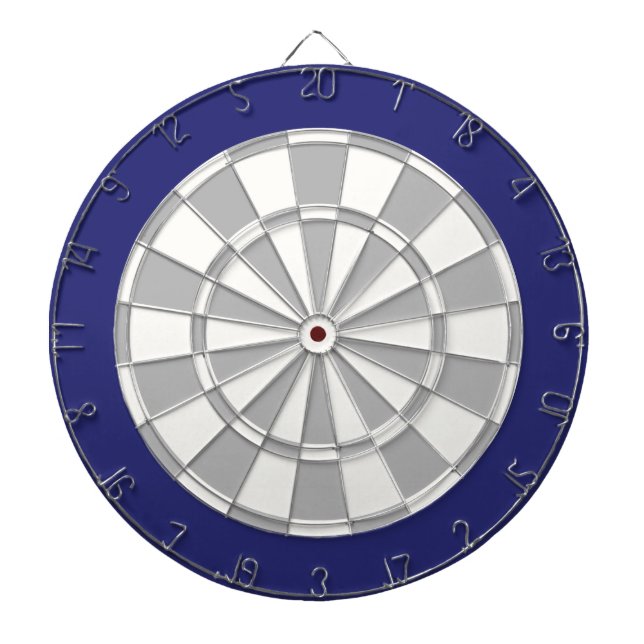Dart Board: White, Grey, And Navy Dartboard (Front)
