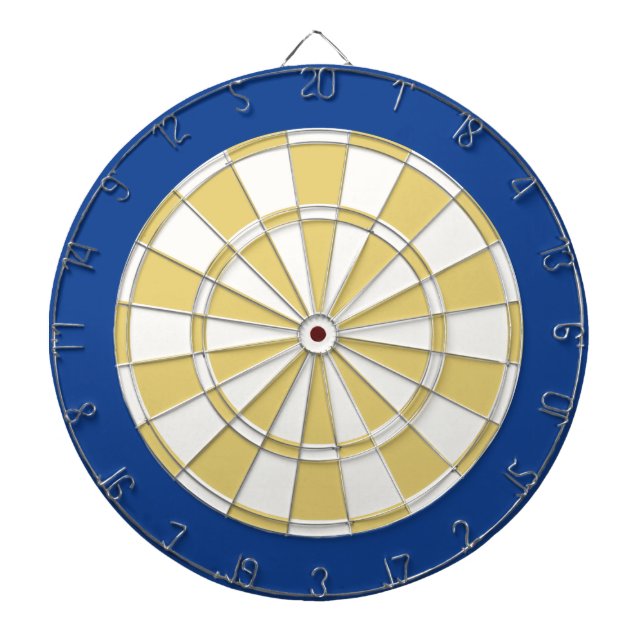 Dart Board: White, Old Gold, And Blue Dartboard (Front)