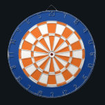 Dart Board: White, Orange, And Blue Dartboard<br><div class="desc">White,  Orange,  And Blue Coloured Dart Board Game Including 6 Brass Darts</div>