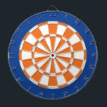 Dart Board: White, Orange, And Blue Dartboard<br><div class="desc">White,  Orange,  And Blue Coloured Dart Board Game Including 6 Brass Darts</div>