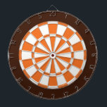 Dart Board: White, Orange, And Brown<br><div class="desc">White,  Orange,  And Brown Coloured Dart Board Game Including 6 Brass Darts</div>