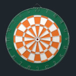 Dart Board: White, Orange, And Dark Green Dartboard<br><div class="desc">White,  Orange,  And Dark Green Coloured Dart Board Game Including 6 Brass Darts</div>