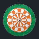 Dart Board: White, Orange, And Green Dartboard<br><div class="desc">White,  Orange,  And Green Coloured Dart Board Game Including 6 Brass Darts</div>