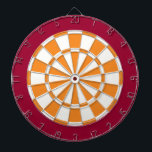 Dart Board: White, Orange, And Maroon Dartboard<br><div class="desc">White,  Orange,  And Maroon Coloured Dart Board Game Including 6 Brass Darts</div>