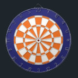 Dart Board: White, Orange, And Navy Blue Dartboard<br><div class="desc">White,  Orange,  And Navy Blue Coloured Dart Board Game Including 6 Brass Darts</div>