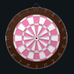 Dart Board: White, Pink, And Brown<br><div class="desc">White,  Pink,  And Brown Coloured Dart Board Game Including 6 Brass Darts</div>
