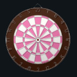 Dart Board: White, Pink, And Brown Dartboard<br><div class="desc">White,  Pink,  And Brown Coloured Dart Board Game Including 6 Brass Darts</div>
