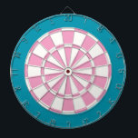 Dart Board: White, Pink, And Teal Dartboard<br><div class="desc">White,  Pink,  And Teal Coloured Dart Board Game Including 6 Brass Darts</div>