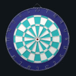 Dart Board: White, Turquoise, And Navy Blue Dartboard<br><div class="desc">White,  Turquoise,  And Navy Blue Coloured Dart Board Game Including 6 Brass Darts</div>
